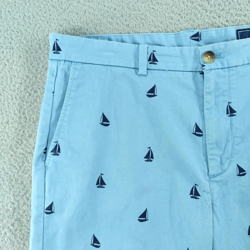 Vineyard Vines Breaker Shorts Mens 36 Light Blue 9 Inch Sailboat Chino Nautical